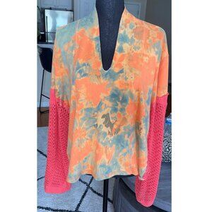 PAINTED OYSTER ORANGE/GREEN TIE DYE WITH OVERSIZED SIZE M/L